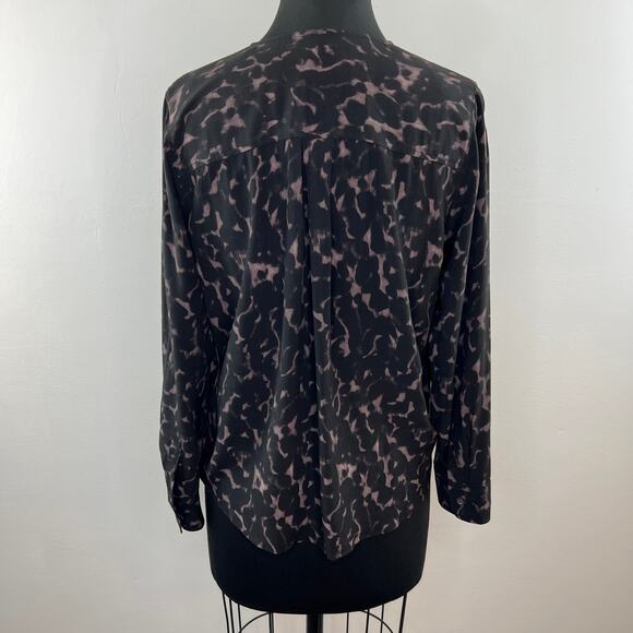 RAILS Black Diffused Cheetah Long Sleeve Surplice Hillary Faux Wrap Top Size S - Picture 5 of 8